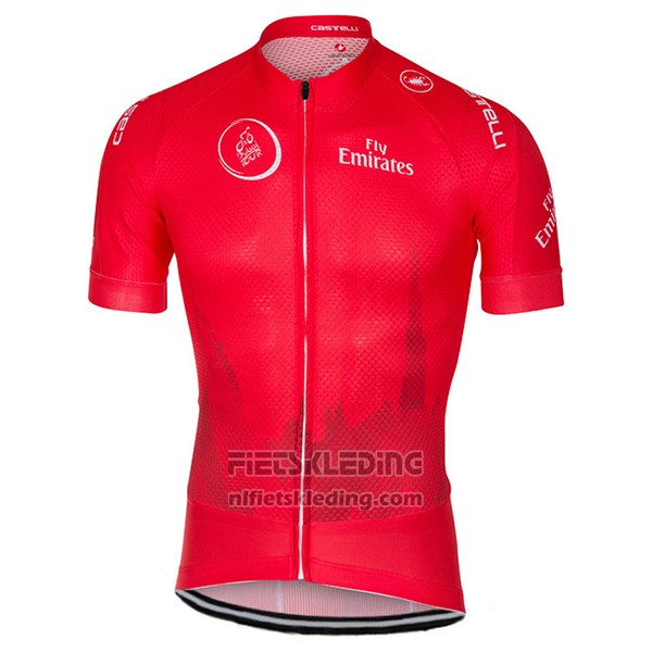 2017 Fietskleding Dubai Tour Diep Rood Korte Mouwen en Koersbroek